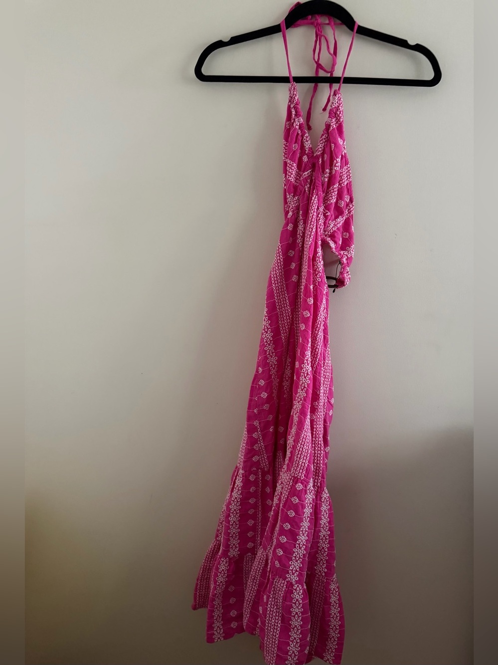 New! Zara Hot Pink Printed Midi Dress